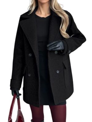 Women's 2025 Fall Winter Double Breasted Wool Coat Mid Long Dressy Casual Pea Coat Overcoat