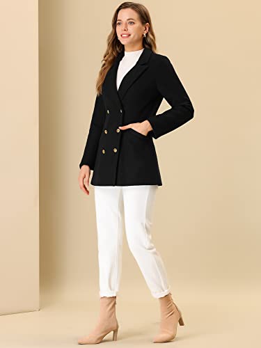 Women's Winter Coat Belted Outerwear Casual Work Notch Collar Double Breasted Peacoat