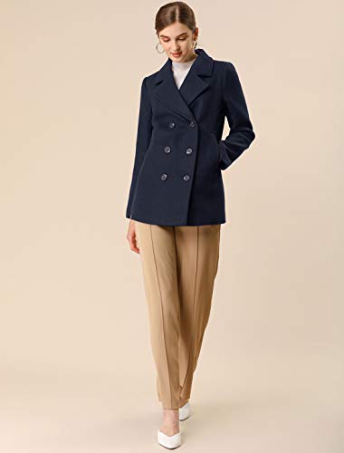 Women's Winter Coats Long Sleeve Lapel Mid-thigh A-Line Outerwear Double Breasted Pea Coat