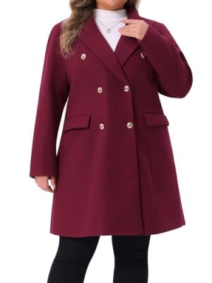 Womens Plus Size Winter Pea Coat Double Breasted Notch Lapel Long Trench Coats Jackets Trendy Dressy 2025