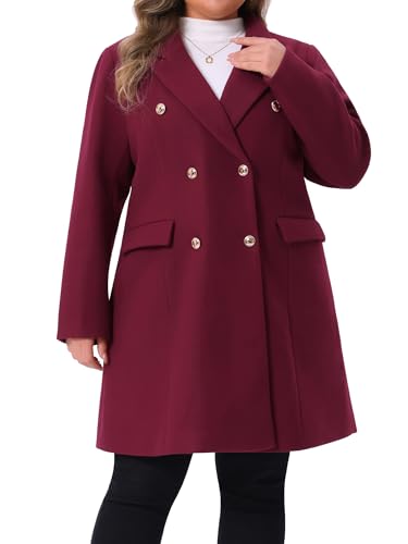 Womens Plus Size Winter Pea Coat Double Breasted Notch Lapel Long Trench Coats Jackets Trendy Dressy 2025