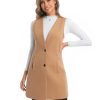 Long Plaid Vest for Women Fall Winter Trench Coat Sleeveless Blazer Jacket Cardigan Wool Vest Top Waistcoat