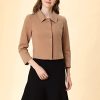 Women's Elegant Short Coat Point Collar Single Breasted Slant Pocket Peacoats