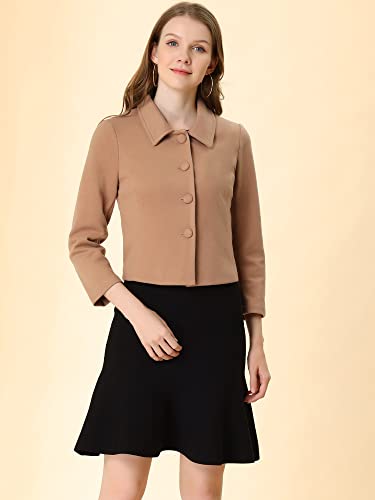 Women's Elegant Short Coat Point Collar Single Breasted Slant Pocket Peacoats