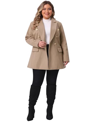 Women's Casual Coat for Women Plus Size Notch Double-Breasted Lapel Jacket Outwear Winter Coats