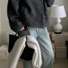 Women Warm Winter Short Wool Pea Coat Stand Collar Crop Wool Blend Jacket Outwear
