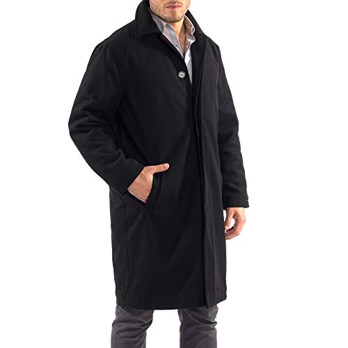 Zach Men’s Wool Blend Overcoat – Knee-Length Trench Coat, Runs Large for Layering Over Suits or Sweaters