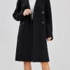 Women's Basic Essential Double Breasted Mid-Long Wool Blend Pea Coat