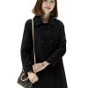 Womens Double Breasted Wool Jackets Casual Classic Fit Pea Coat Outwear