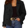 Cropped Trench Coat for Women Spring Fall Trendy Double Breasted Long Sleeve Work Jackets Short Coats