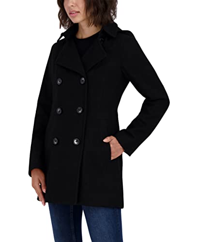 Women's Peacoat Wool Blend Double Breasted Winter Coat