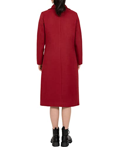 Women's Wool Blend Single Breasted Mid-Long Pea Coat Fall Winter Essential Notched Collar Overcoat
