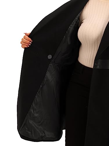 Plus Size Overcoat for Women Leather Notched Lapel Single Breasted Long Trench Jacket Coats