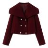 Women's Fall Winter Elegant Short Length Pea Coat,Fashion Oversized Peter Pan Collar Wool Coats for Daily Wear