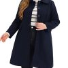 Plus Size Women Long Coats Peter Pan Collar Single Breasted with Pockets Trench Winter Long Peacoat