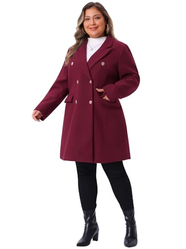 Womens Plus Size Winter Pea Coat Double Breasted Notch Lapel Long Trench Coats Jackets Trendy Dressy 2025