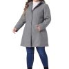 Peacoat for Women Plus Size Elegant Single Breasted Detachable Hooded Overcoat Trench Coat Jacket