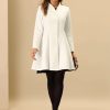 Women's Single Breasted Coat A Line Mid-Long Peacoats Outerwear Winter Coats