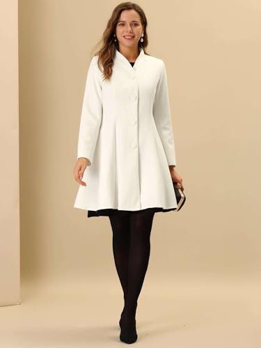 Women's Single Breasted Coat A Line Mid-Long Peacoats Outerwear Winter Coats