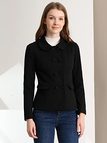 Women's Peter Pan Collar Peacoat Double Breasted Short Coat