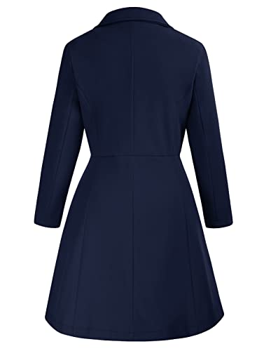 Women's Plus Size Wool Dress Coat Double Breasted Pea Coats Long Trench Coat