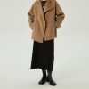 Womens Winter Stand Collar Wool Trench Coat Single Breasted Blazer Jacket Coat Loose Outerwear