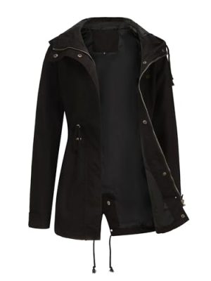 Women's Lightweight Military Anorak Jackets Safari Hoodie Utility Drawstring Coat Windproof Windbreaker Raincoats