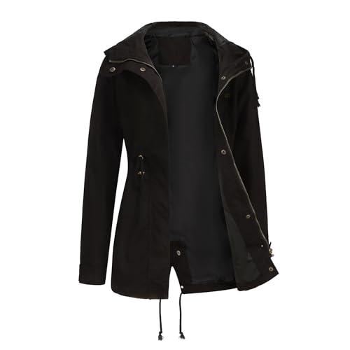 Women's Lightweight Military Anorak Jackets Safari Hoodie Utility Drawstring Coat Windproof Windbreaker Raincoats