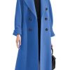 Women's Winter Double Breasted Wool Coat Business Casual Midi Long Winter Trench Coat with Belt