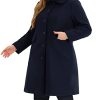 Plus Size Women Long Coats Peter Pan Collar Single Breasted with Pockets Trench Winter Long Peacoat