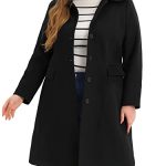 Plus Size Women Long Coats Peter Pan Collar Single Breasted with Pockets Trench Winter Long Peacoat