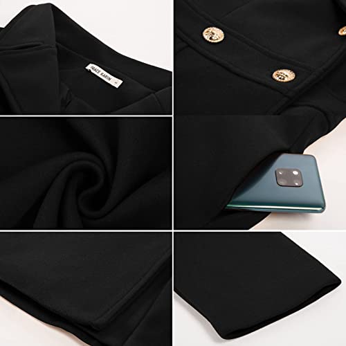 2024 Women's Fashion Trench Coat Notch Lapel Double Breasted Thick A Line Pea Coats Jacket with Pockets(S-2XL)