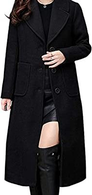 Women's Big Notch Lapel Single Breasted Mid-Long Wool Blend Coat