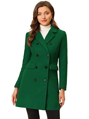 Women's Winter Coat Elegant Notched Lapel Double Breasted Trench Coat
