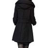 Women's Warm Double Breasted Wool Pea Coat Trench Coat Jacket with Hood