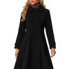 Women's Winter Coat Overcoat Lapel Collar Long Swing A Line Double Breasted Pea Coat