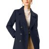 Women's Winter Coats Long Sleeve Lapel Mid-thigh A-Line Outerwear Double Breasted Pea Coat