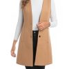 Long Plaid Vest for Women Fall Winter Trench Coat Sleeveless Blazer Jacket Cardigan Wool Vest Top Waistcoat