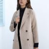 Women's Winter Plaid Wool Trench Coat Notch Lapel Vintage Loose Warm Long Double Breasted Peacoat