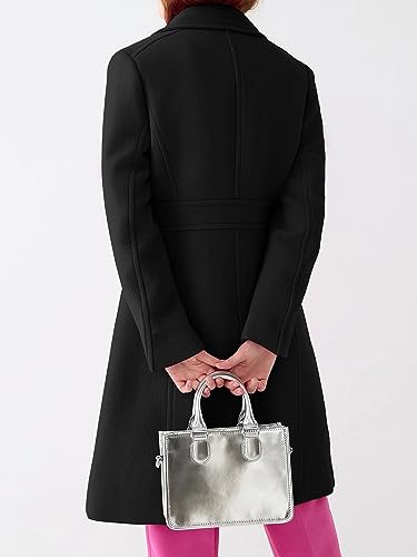 Womens Elegant Single Breasted Coat Long Sleeve Mid Winter Overcoat Work Office Pea Coats