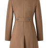 Women's Notch Lapel Double Breasted Mid Long Pea Coat Wool Blend Overcoat Winter Outwear