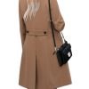 Women's Notch Lapel Double Breasted Mid Long Pea Coat Wool Blend Overcoat Winter Outwear