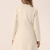 Women's Winter Overcoat Pea Coat Elegant V Neck Single Breasted Coat Outerwear