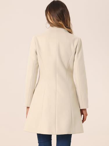 Women's Winter Overcoat Pea Coat Elegant V Neck Single Breasted Coat Outerwear