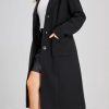 Women's Big Notch Lapel Single Breasted Mid-Long Wool Blend Coat
