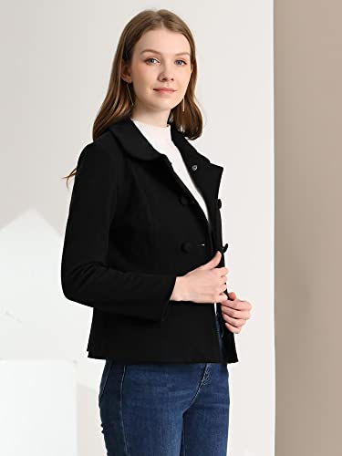 Women's Peter Pan Collar Peacoat Double Breasted Short Coat