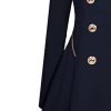 Women's Notched Lapel Double Breasted Pea Coats Mid-Long Wool Dresses Coat Fall Winter Warm Trench Coat Overcoat