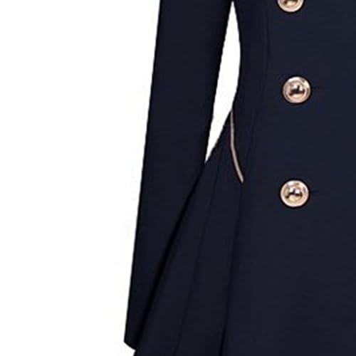Women's Notched Lapel Double Breasted Pea Coats Mid-Long Wool Dresses Coat Fall Winter Warm Trench Coat Overcoat
