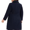 Plus Size Women Long Coats Peter Pan Collar Single Breasted with Pockets Trench Winter Long Peacoat