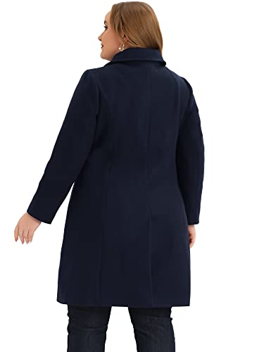 Plus Size Women Long Coats Peter Pan Collar Single Breasted with Pockets Trench Winter Long Peacoat